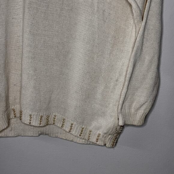 Vintage 1980s Victoria Jones Sweater Dress Pearls Beaded Rhinestone Petite Large - Picture 14 of 16